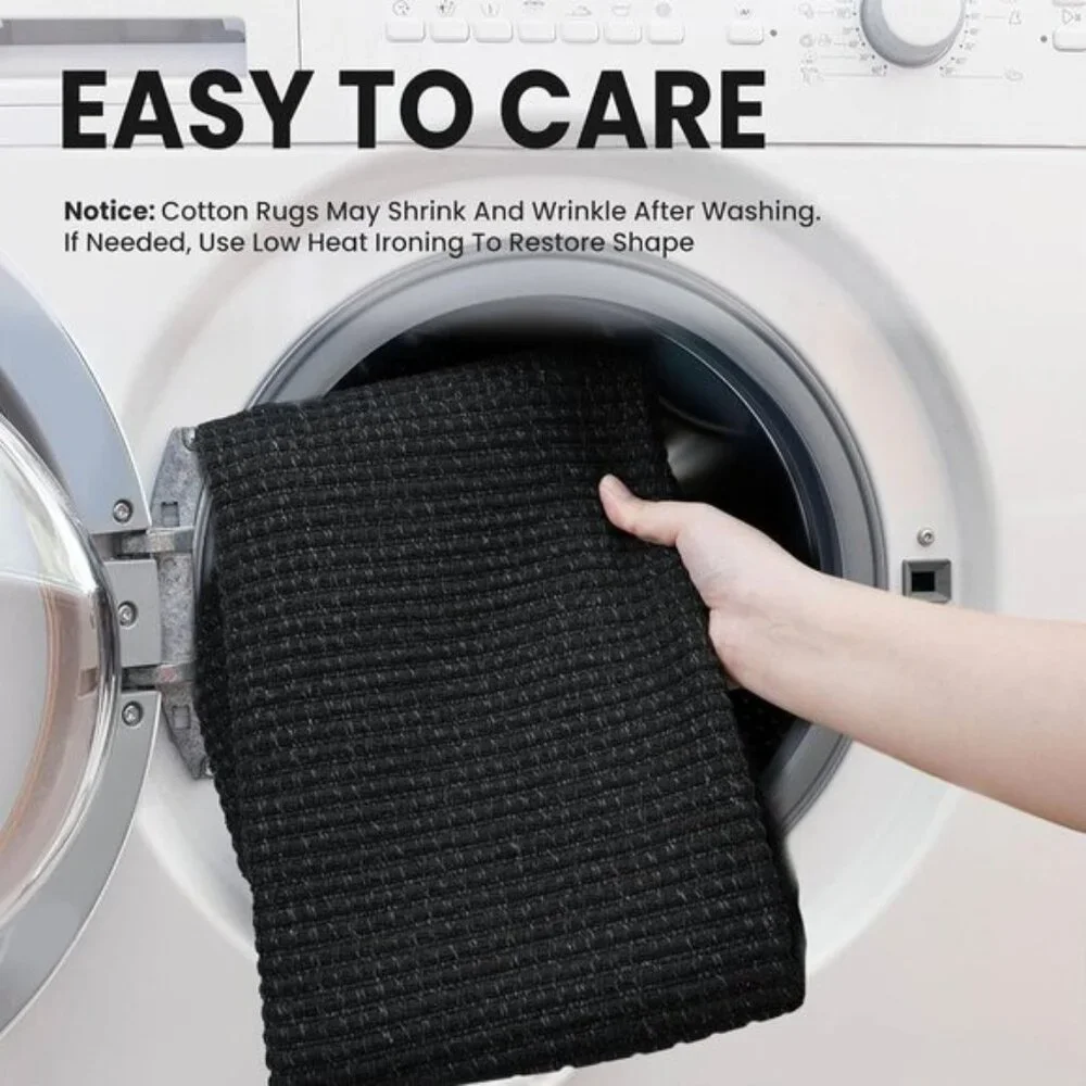 New 3x5 Woven Area Rug, Washable Non-Slip Braided Cotton Mat for Home & Entryway